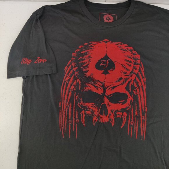 Zero Foxtrot Shirt Mens XL Black Red Predator Skull Graphic Tee Stay Zero USA - Picture 1 of 11